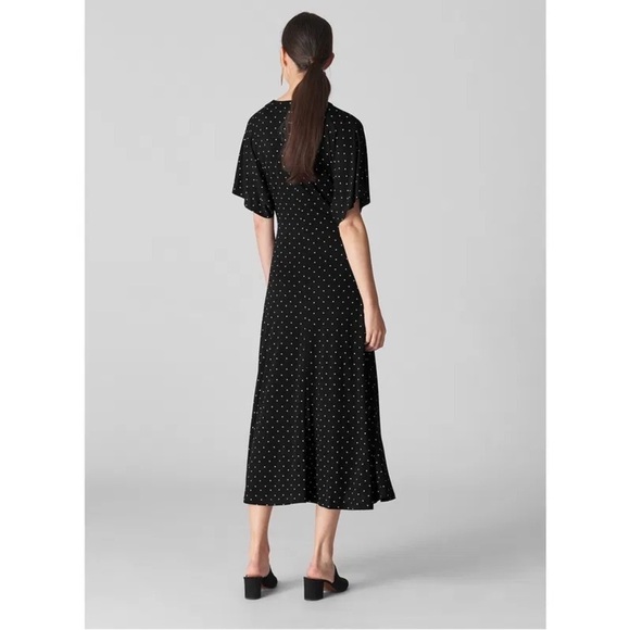 WHISTLES Spot Wrap Jersey Tie Dress Polka Dot Black White Size 6 - Picture 2 of 14